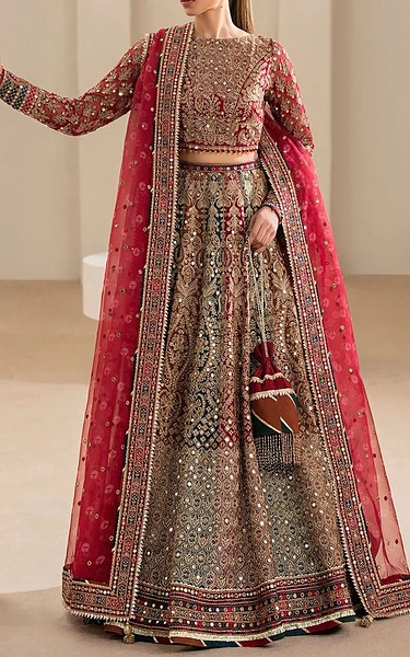 Jazmin Maroon/Golden Chiffon Suit | Pakistani Embroidered Chiffon Dresses USA- Image 1