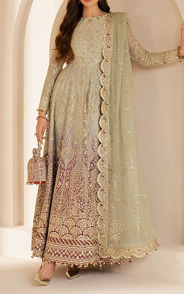 Jazmin Light Green Chiffon Suit | Pakistani Embroidered Chiffon Dresses USA- Image 1