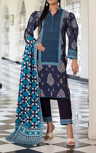 Khas Navy Khaddar Suit | Pakistani Winter Dresses in USA- Image 1