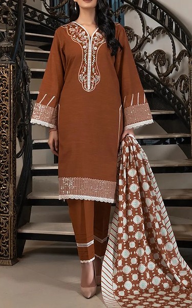 Khas Brown Khaddar Suit | Pakistani Winter Dresses in USA- Image 1
