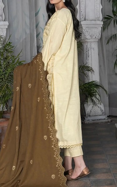 Khas Cream/Brown Khaddar Suit | Pakistani Winter Dresses in USA- Image 1