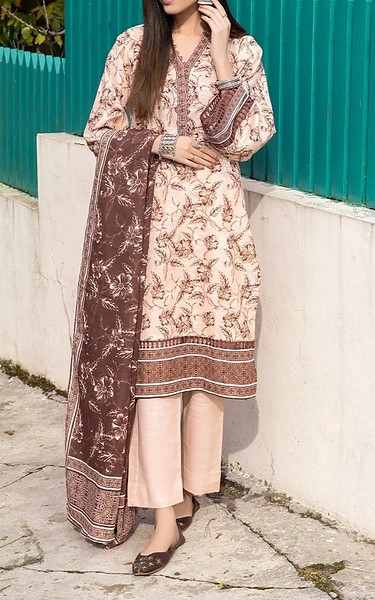 Khas Misty Rose/Brown Khaddar Suit | Pakistani Winter Dresses in USA- Image 1