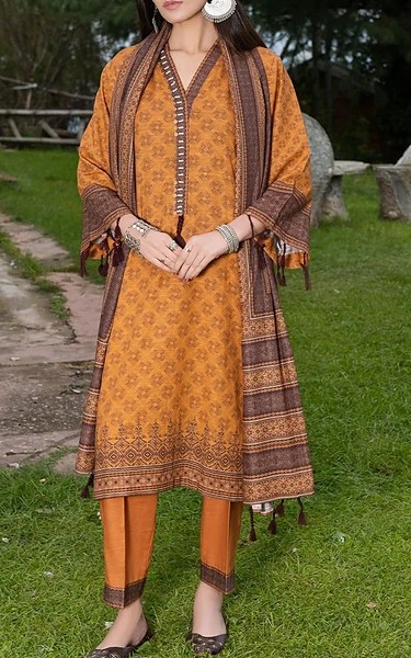 Khas Faded Orange Khaddar Suit | Pakistani Winter Dresses in USA- Image 1