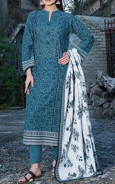 Khas Hippie Blue Khaddar Suit | Pakistani Winter Dresses in USA- Image 1