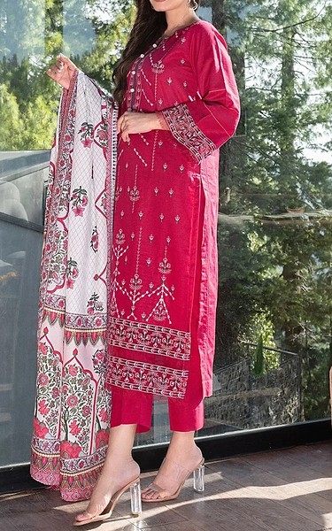 Khas Dark Hot Pink Khaddar Suit | Pakistani Winter Dresses in USA- Image 2