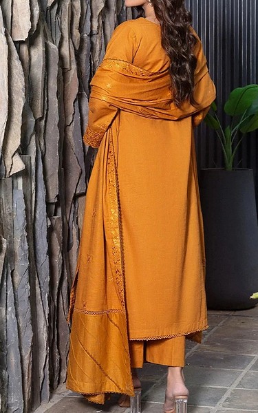 Khas Cadmium Orange Khaddar Suit | Pakistani Winter Dresses in USA- Image 2