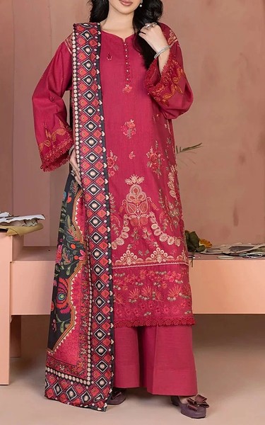 Khas Deep Carmine Khaddar Suit | Pakistani Winter Dresses in USA- Image 1