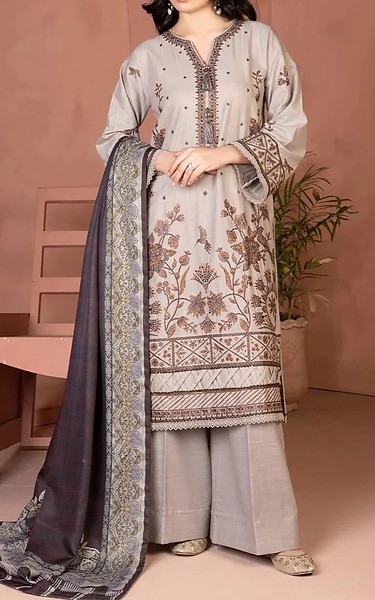 Khas Beige Khaddar Suit | Pakistani Winter Dresses in USA- Image 1