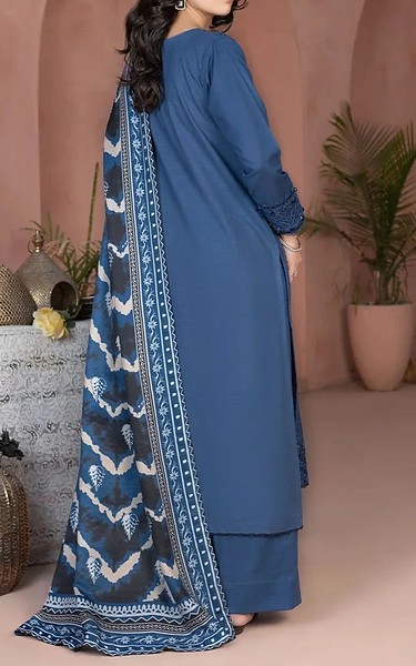 Khas Denim Blue Khaddar Suit | Pakistani Winter Dresses in USA- Image 2