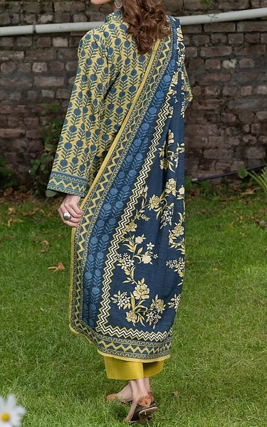 Khas Sand Gold/Blue Khaddar Suit | Pakistani Winter Dresses in USA- Image 2