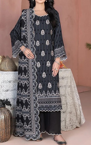 Khas Black/Off White Khaddar Suit | Pakistani Winter Dresses in USA- Image 1