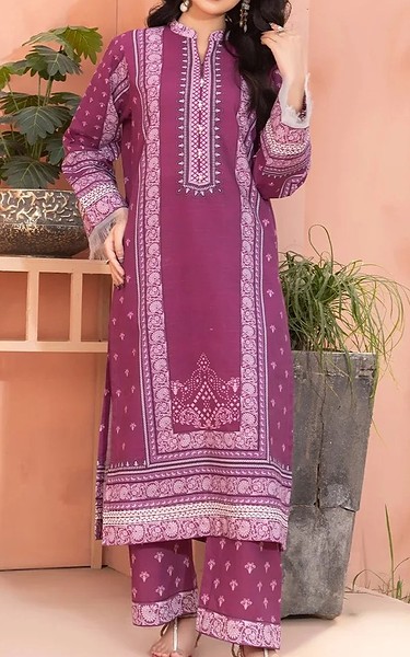 Khas Raspberry Khaddar Suit (2 Pcs) | Pakistani Winter Dresses in USA- Image 1