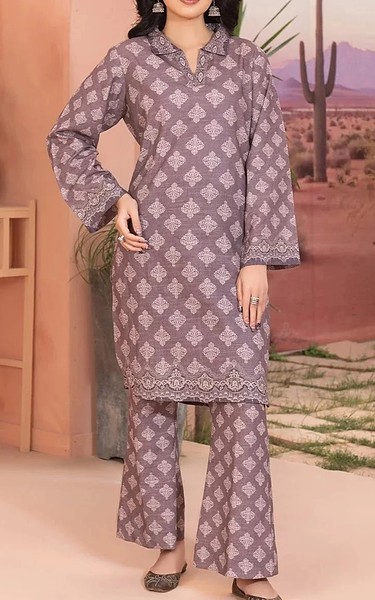 Khas Dusty Lavender/Off White Khaddar Suit (2Pcs) | Pakistani Winter Dresses in USA- Image 1