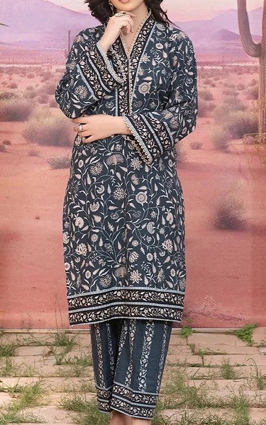 Khas Pickled Bluewood/Ivory Khaddar Suit (2 Pcs) | Pakistani Winter Dresses in USA- Image 1