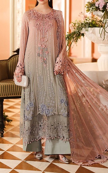 Maria B Pink/Grey Chiffon Suit | Pakistani Embroidered Chiffon Dresses USA- Image 2