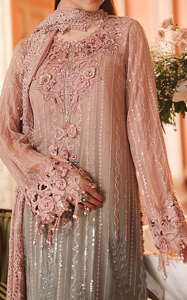Maria B Pink/Grey Chiffon Suit | Pakistani Embroidered Chiffon Dresses USA- Image 3