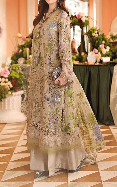 Maria B Beige Chiffon Suit | Pakistani Embroidered Chiffon Dresses USA- Image 3