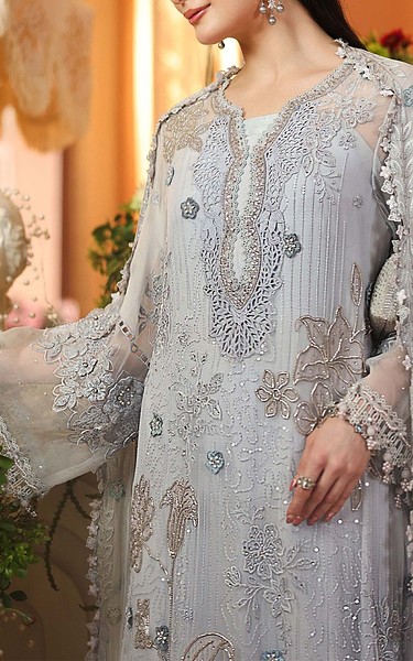 Maria B Grey Chiffon Suit | Pakistani Embroidered Chiffon Dresses USA- Image 3