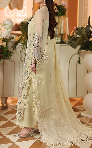 Maria B Lime Yellow Chiffon Suit | Pakistani Embroidered Chiffon Dresses USA- Image 2