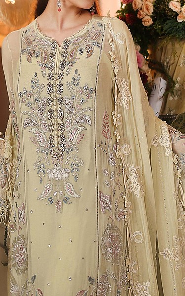 Maria B Lime Yellow Chiffon Suit | Pakistani Embroidered Chiffon Dresses USA- Image 3