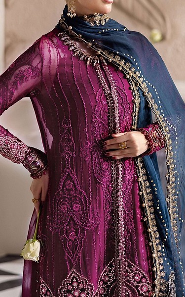 Maria B Indigo Chiffon Suit | Pakistani Embroidered Chiffon Dresses USA- Image 2
