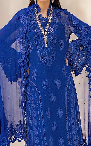 Maria B Royal Blue Chiffon Suit | Pakistani Embroidered Chiffon Dresses USA- Image 2
