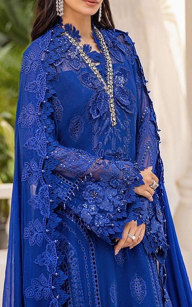 Maria B Royal Blue Chiffon Suit | Pakistani Embroidered Chiffon Dresses USA- Image 3