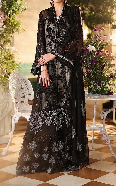Maria B Black Chiffon Suit | Pakistani Embroidered Chiffon Dresses USA- Image 1