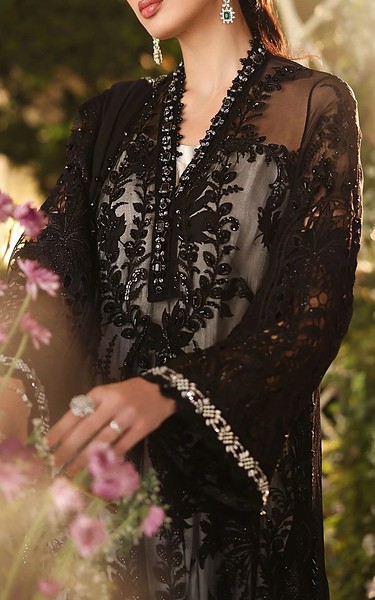 Maria B Black Chiffon Suit | Pakistani Embroidered Chiffon Dresses USA- Image 2