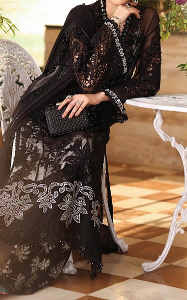 Maria B Black Chiffon Suit | Pakistani Embroidered Chiffon Dresses USA- Image 3