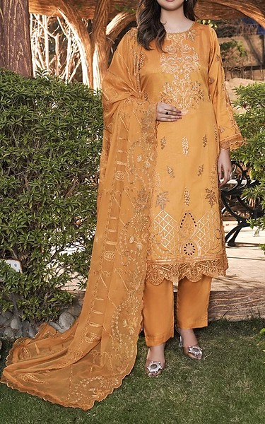 Marjjan Dull Orange Viscose Suit | Pakistani Winter Dresses in USA- Image 1