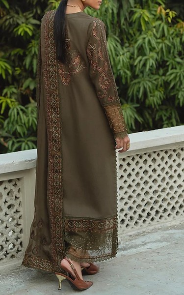 Marjjan Lisbon Brown Karandi Suit | Pakistani Winter Dresses in USA- Image 2
