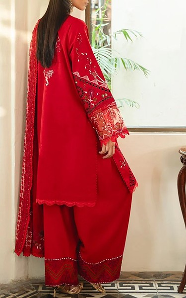 Marjjan Red Karandi Suit | Pakistani Winter Dresses in USA- Image 2