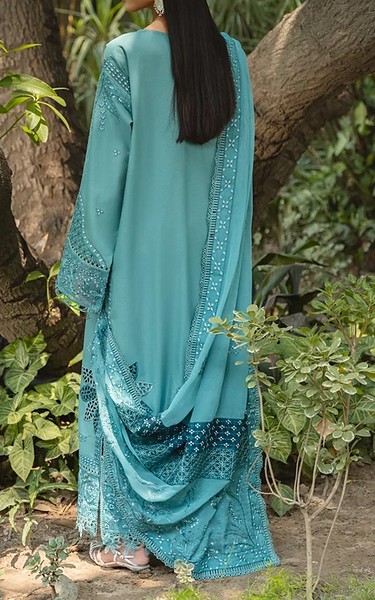 Marjjan Moonstone Blue Karandi Suit | Pakistani Winter Dresses in USA- Image 2