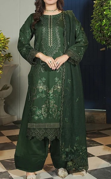 Marjjan Lunar Green Viscose Suit | Pakistani Winter Dresses in USA- Image 1