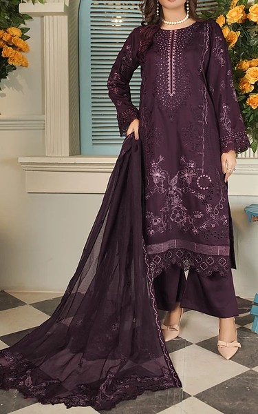 Marjjan Plum Purple Viscose Suit | Pakistani Winter Dresses in USA- Image 1
