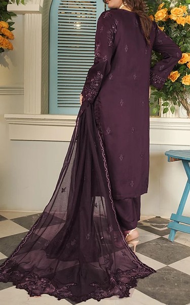 Marjjan Plum Purple Viscose Suit | Pakistani Winter Dresses in USA- Image 2