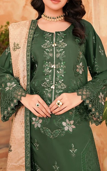 Marjjan Mineral Green Viscose Suit | Pakistani Winter Dresses in USA- Image 2