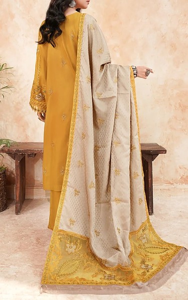 Marjjan Mustard Viscose Suit | Pakistani Winter Dresses in USA- Image 2