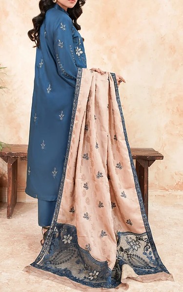 Marjjan Denim Blue Viscose Suit | Pakistani Winter Dresses in USA- Image 2
