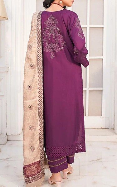 Marjjan Plum Viscose Suit | Pakistani Winter Dresses in USA- Image 2