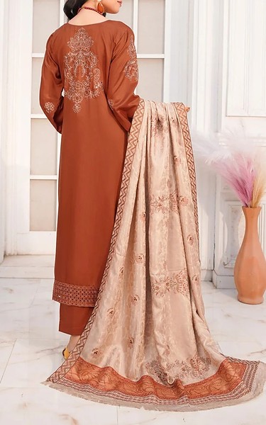 Marjjan Rust Viscose Suit | Pakistani Winter Dresses in USA- Image 2