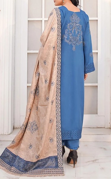 Marjjan Denim Blue Viscose Suit | Pakistani Winter Dresses in USA- Image 2