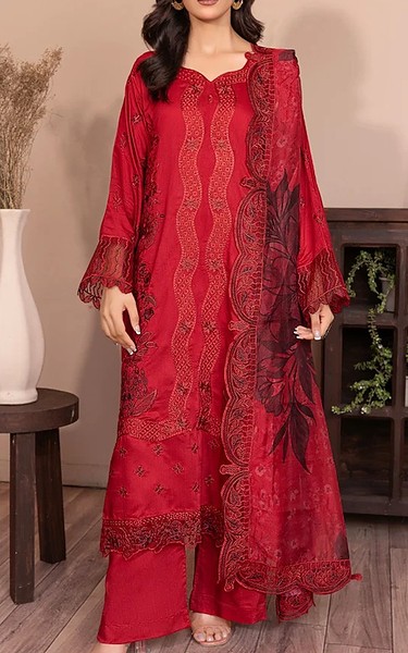 Marjjan Persian Red Viscose Suit | Pakistani Winter Dresses in USA- Image 1