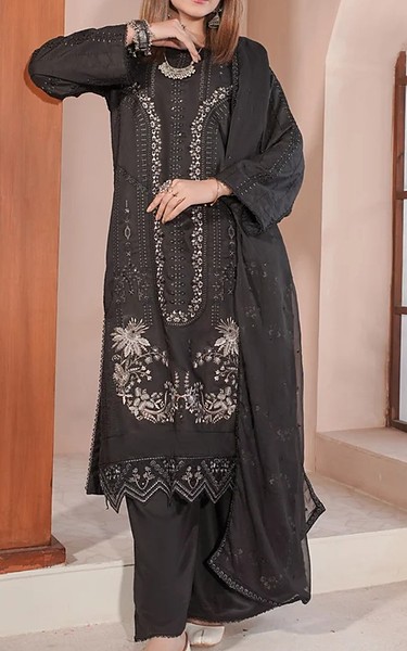 Marjjan Black Viscose Suit | Pakistani Winter Dresses in USA- Image 1