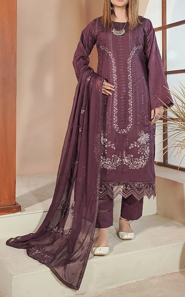 Marjjan Dull Purple Viscose Suit | Pakistani Winter Dresses in USA- Image 1