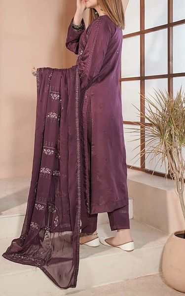 Marjjan Dull Purple Viscose Suit | Pakistani Winter Dresses in USA- Image 2