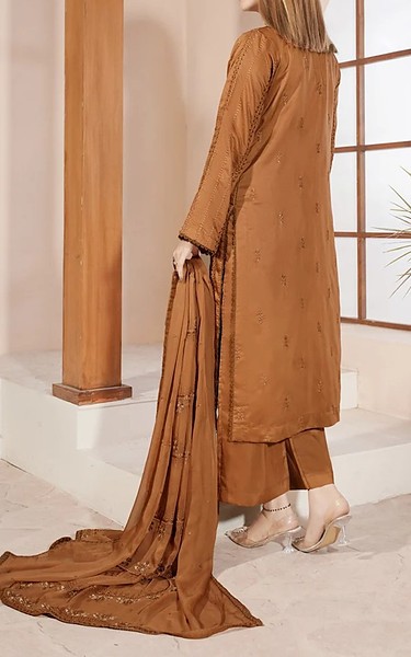 Marjjan Clay Brown Viscose Suit | Pakistani Winter Dresses in USA- Image 2