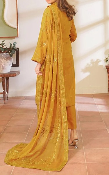 Marjjan Orange Viscose Suit | Pakistani Winter Dresses in USA- Image 2