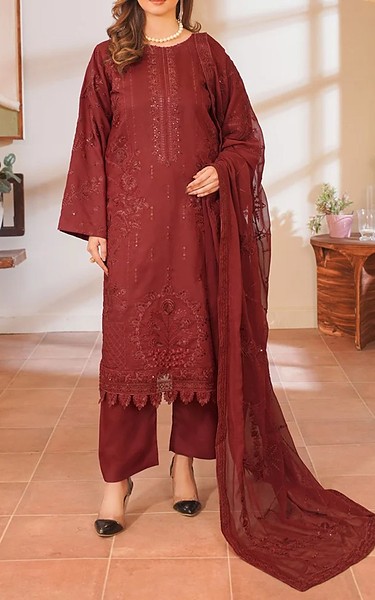 Marjjan Vivid Auburn Viscose Suit | Pakistani Winter Dresses in USA- Image 1
